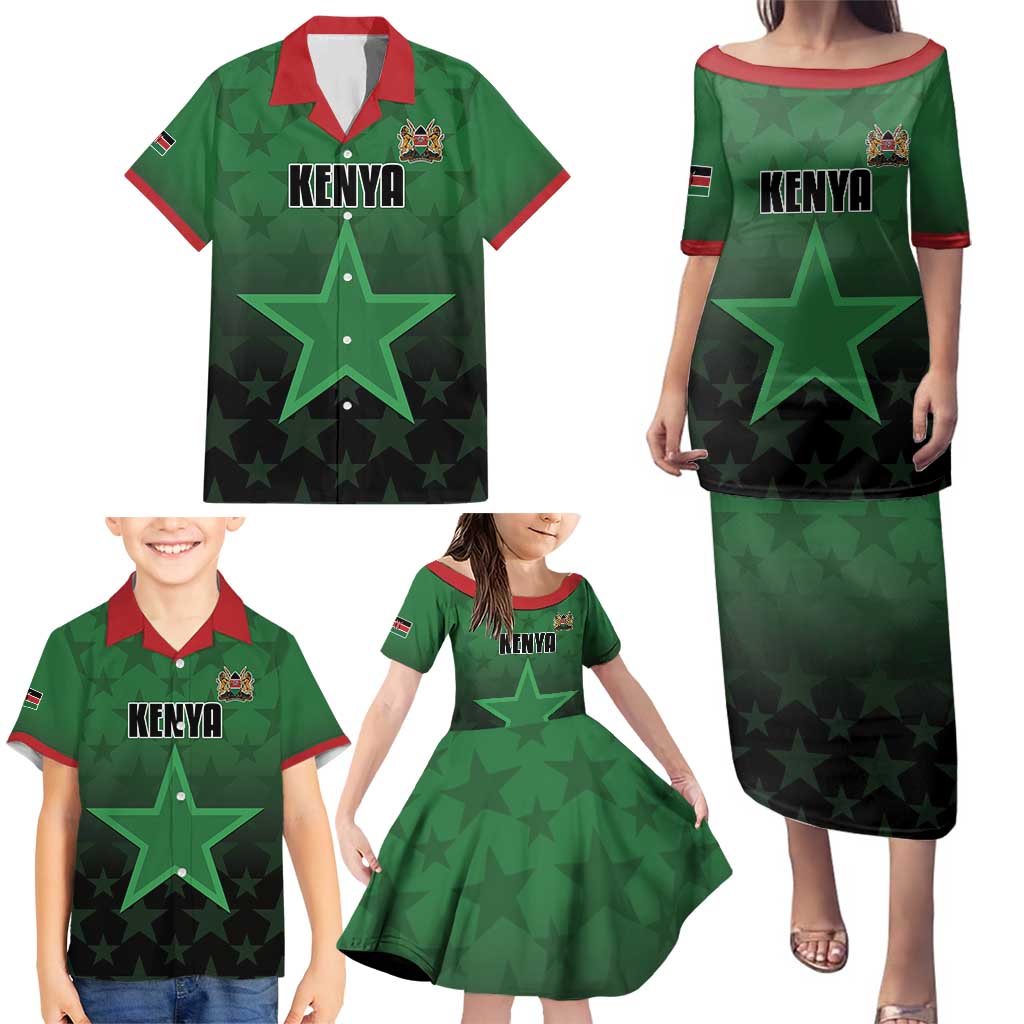 Custom Kenya Football Family Matching Puletasi and Hawaiian Shirt Go Harambee Stars - Green Jersey - Wonder Print Shop
