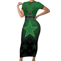 Custom Kenya Football Family Matching Short Sleeve Bodycon Dress and Hawaiian Shirt Go Harambee Stars - Green Jersey - Wonder Print Shop