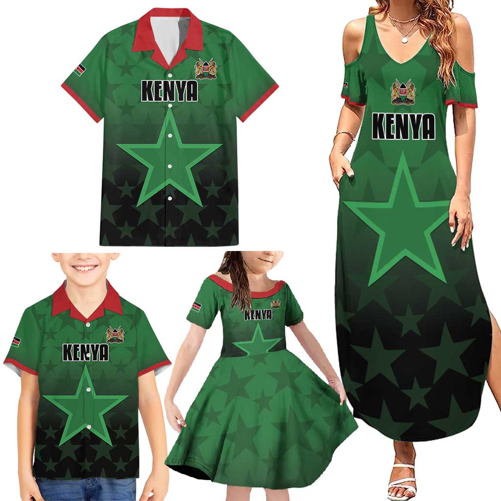 Custom Kenya Football Family Matching Summer Maxi Dress and Hawaiian Shirt Go Harambee Stars - Green Jersey - Wonder Print Shop
