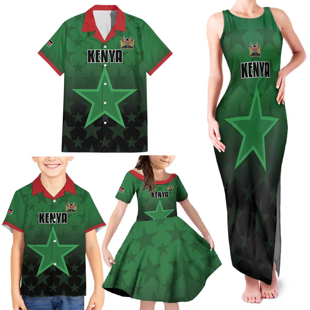 Custom Kenya Football Family Matching Tank Maxi Dress and Hawaiian Shirt Go Harambee Stars - Green Jersey - Wonder Print Shop