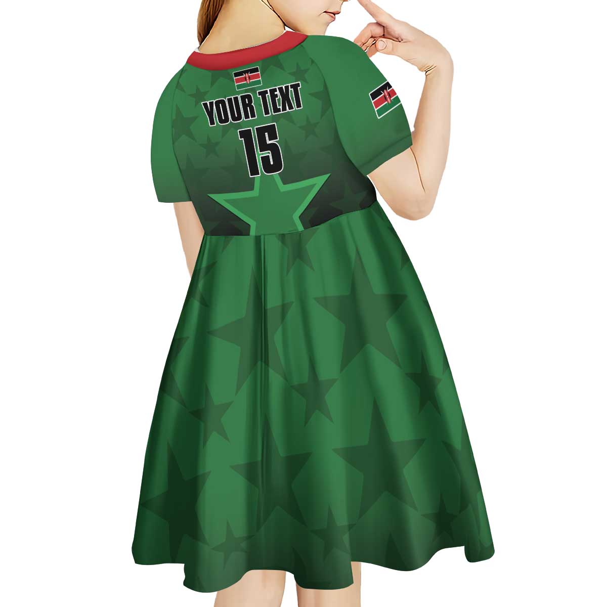 Custom Kenya Football Kid Short Sleeve Dress Go Harambee Stars - Green Jersey - Wonder Print Shop