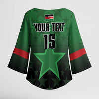 Custom Kenya Football Kimono Sleeve Blouse Go Harambee Stars - Green Jersey - Wonder Print Shop