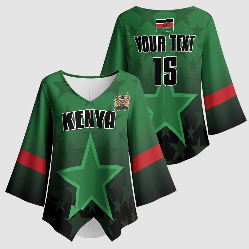 Custom Kenya Football Kimono Sleeve Blouse Go Harambee Stars - Green Jersey - Wonder Print Shop