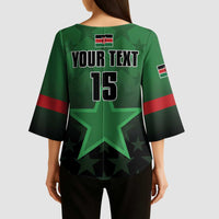 Custom Kenya Football Kimono Sleeve Blouse Go Harambee Stars - Green Jersey - Wonder Print Shop