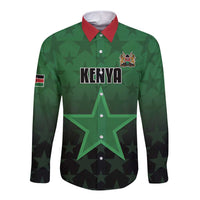 Custom Kenya Football Long Sleeve Button Shirt Go Harambee Stars - Green Jersey - Wonder Print Shop