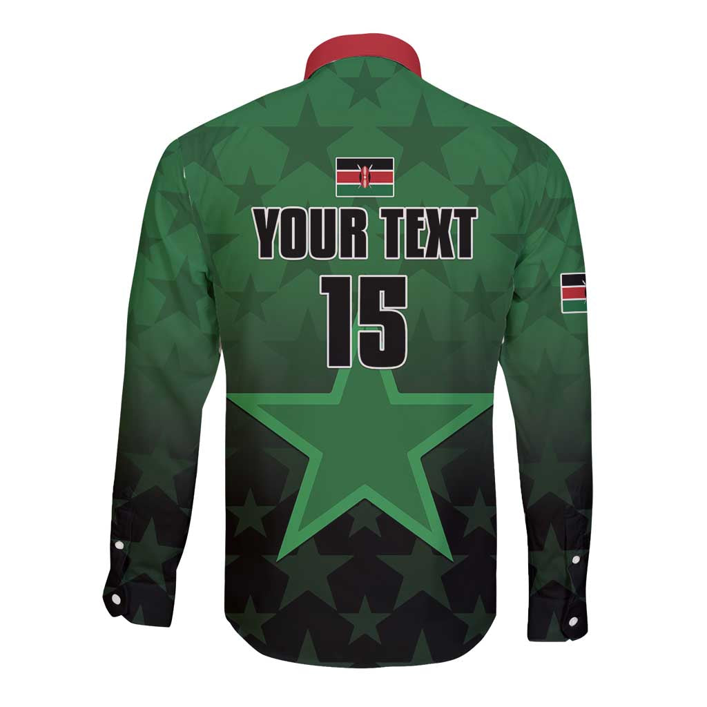 Custom Kenya Football Long Sleeve Button Shirt Go Harambee Stars - Green Jersey - Wonder Print Shop