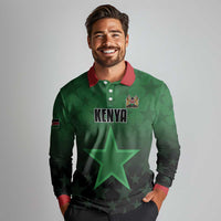 Custom Kenya Football Long Sleeve Polo Shirt Go Harambee Stars - Green Jersey - Wonder Print Shop