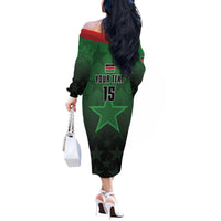 Custom Kenya Football Off The Shoulder Long Sleeve Dress Go Harambee Stars - Green Jersey - Wonder Print Shop