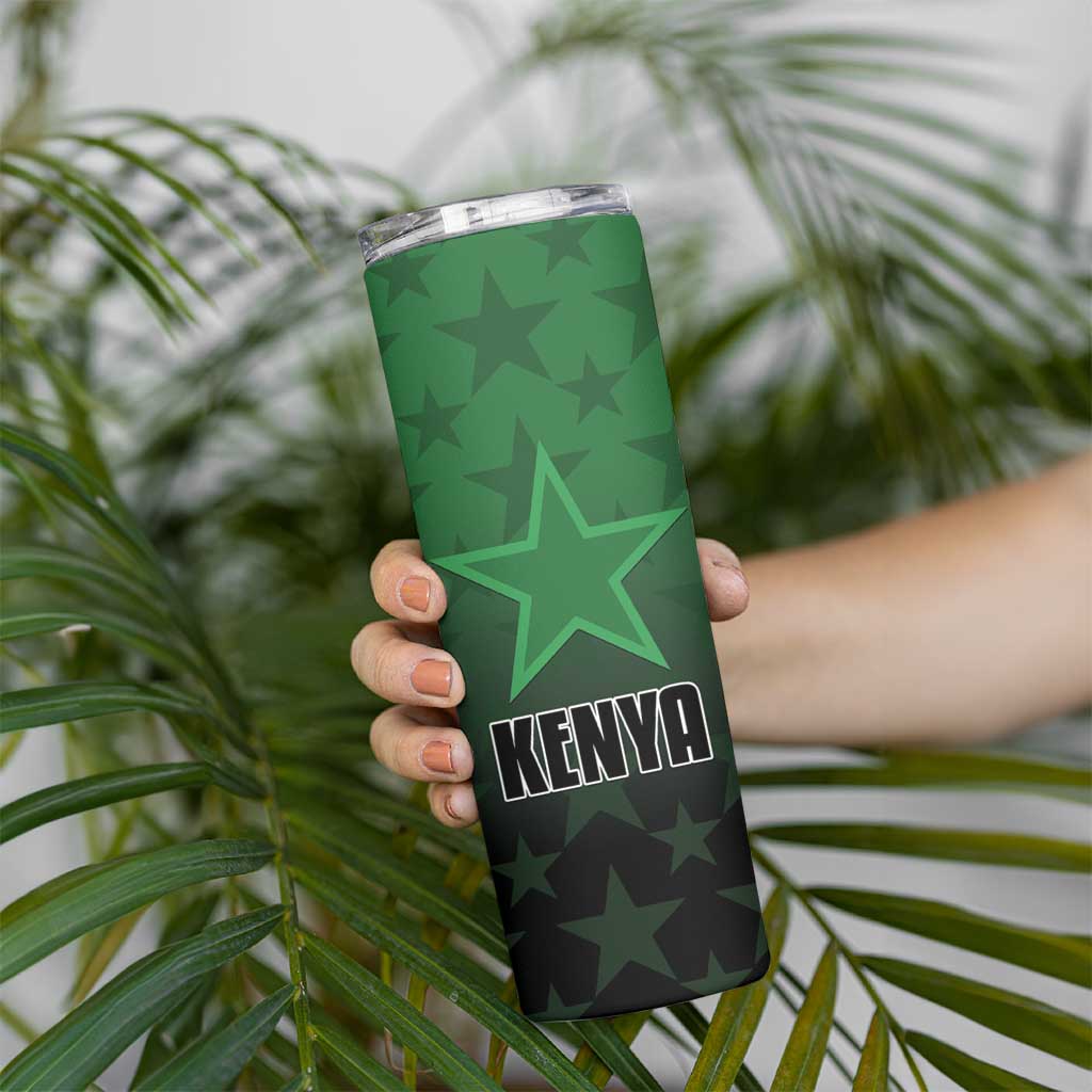 Custom Kenya Football Skinny Tumbler Go Harambee Stars - Green Jersey - Wonder Print Shop