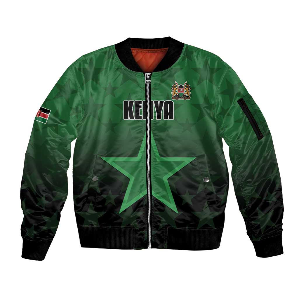 Custom Kenya Football Sleeve Zip Bomber Jacket Go Harambee Stars - Green Jersey - Wonder Print Shop