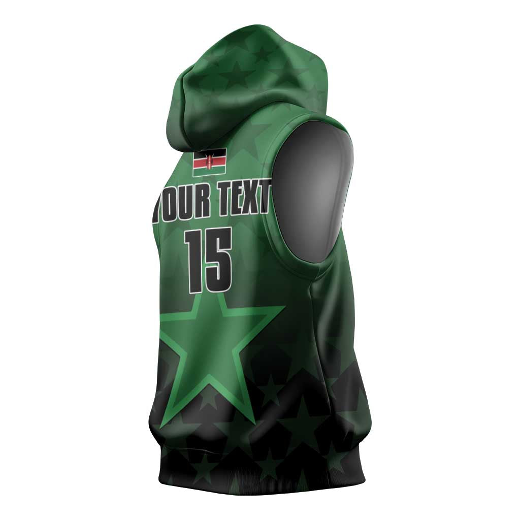 Custom Kenya Football Sleeveless Hoodie Go Harambee Stars - Green Jersey - Wonder Print Shop