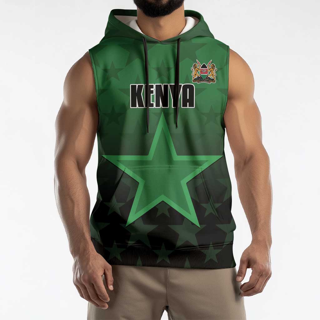 Custom Kenya Football Sleeveless Hoodie Go Harambee Stars - Green Jersey - Wonder Print Shop