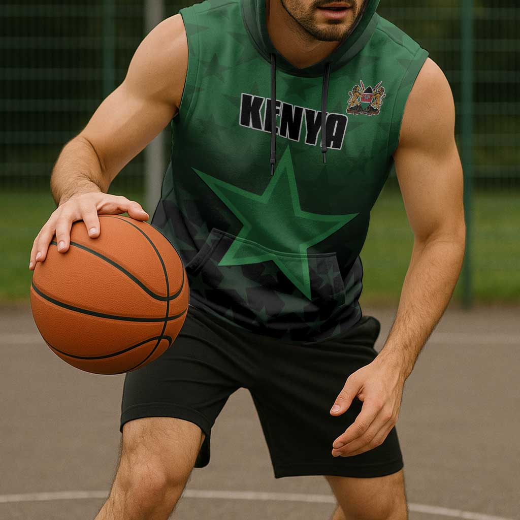 Custom Kenya Football Sleeveless Hoodie Go Harambee Stars - Green Jersey - Wonder Print Shop