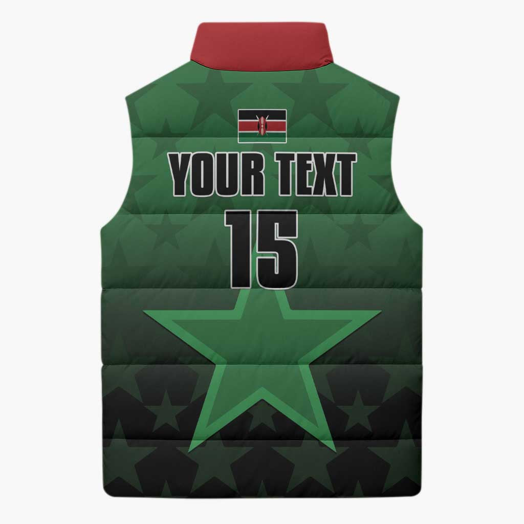 Custom Kenya Football Sleeveless Puffer Jacket Go Harambee Stars - Green Jersey - Wonder Print Shop