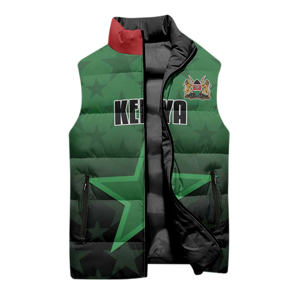 Custom Kenya Football Sleeveless Puffer Jacket Go Harambee Stars - Green Jersey - Wonder Print Shop