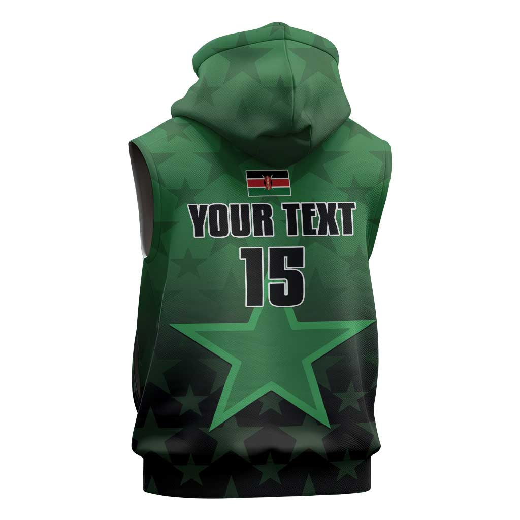 Custom Kenya Football Sleeveless Zip Hoodie Go Harambee Stars - Green Jersey - Wonder Print Shop