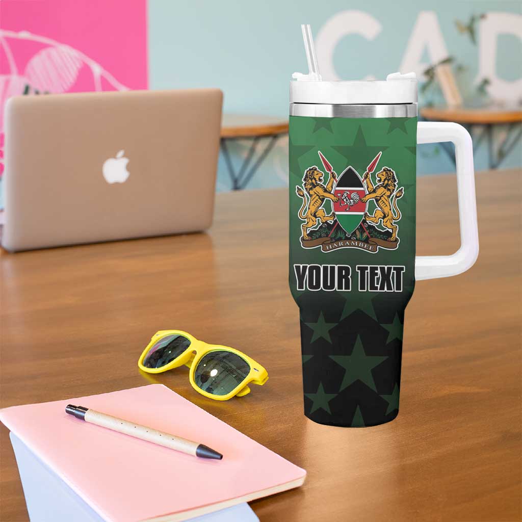 Custom Kenya Football Tumbler With Handle Go Harambee Stars - Green Jersey - Wonder Print Shop