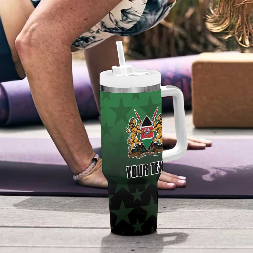 Custom Kenya Football Tumbler With Handle Go Harambee Stars - Green Jersey - Wonder Print Shop