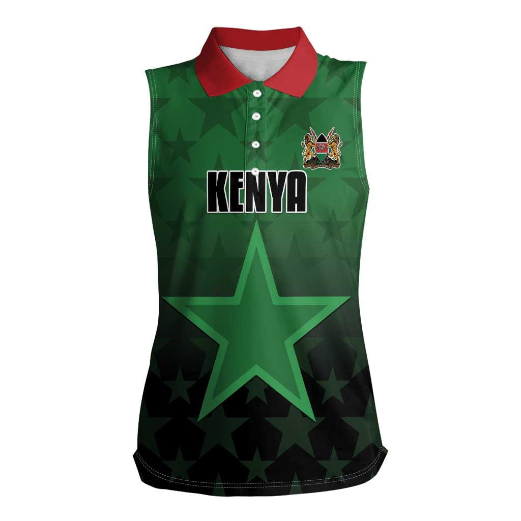 Custom Kenya Football Women Sleeveless Polo Shirt Go Harambee Stars - Green Jersey - Wonder Print Shop
