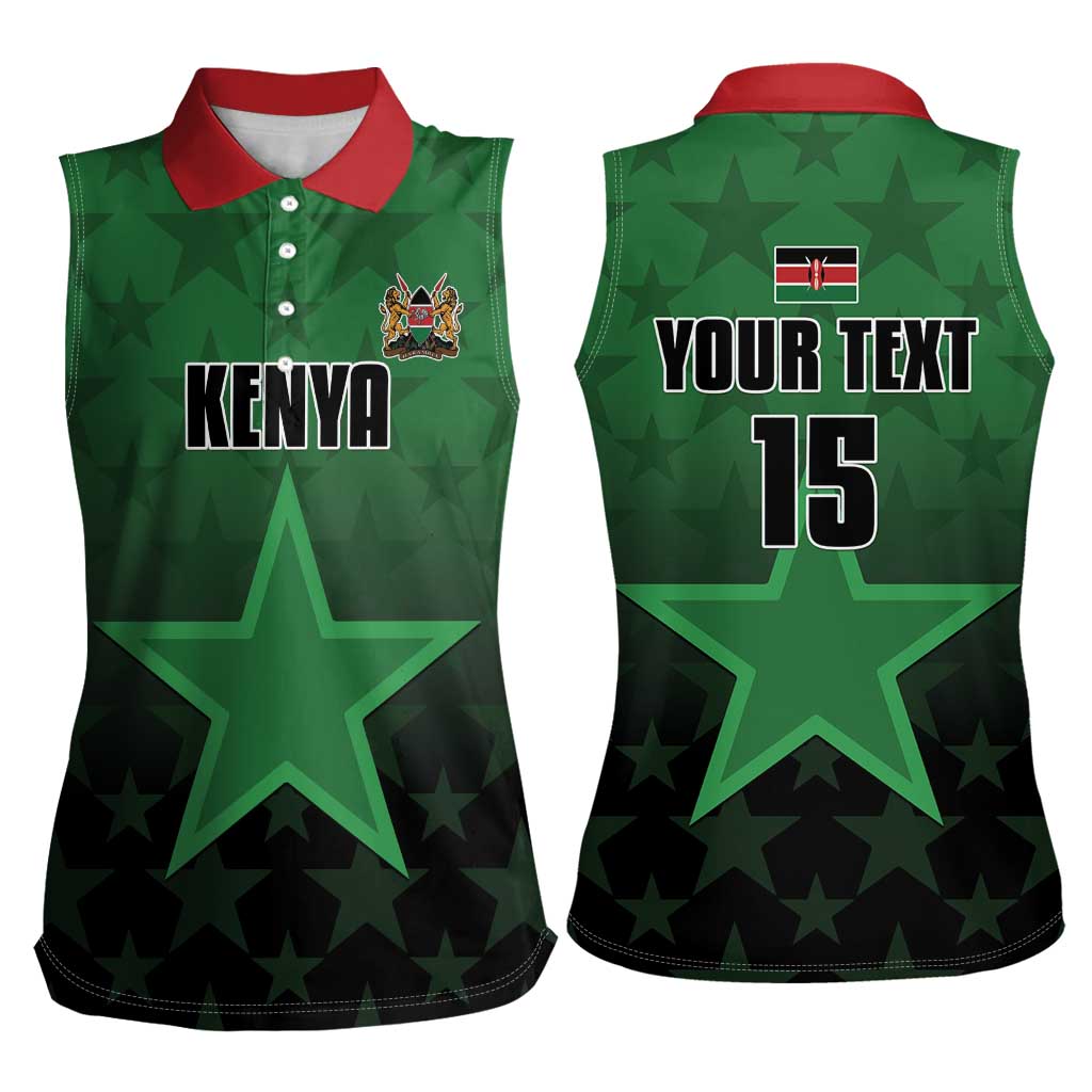 Custom Kenya Football Women Sleeveless Polo Shirt Go Harambee Stars - Green Jersey - Wonder Print Shop