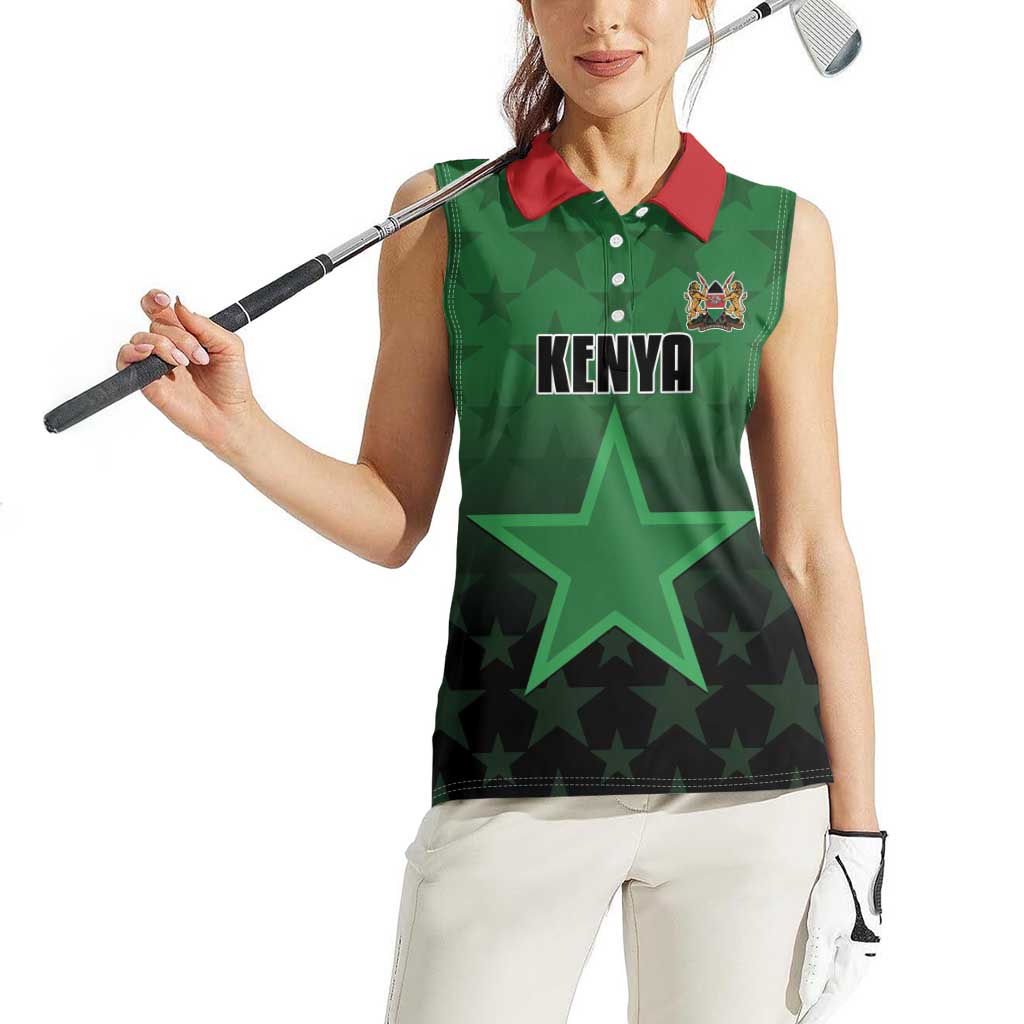 Custom Kenya Football Women Sleeveless Polo Shirt Go Harambee Stars - Green Jersey - Wonder Print Shop