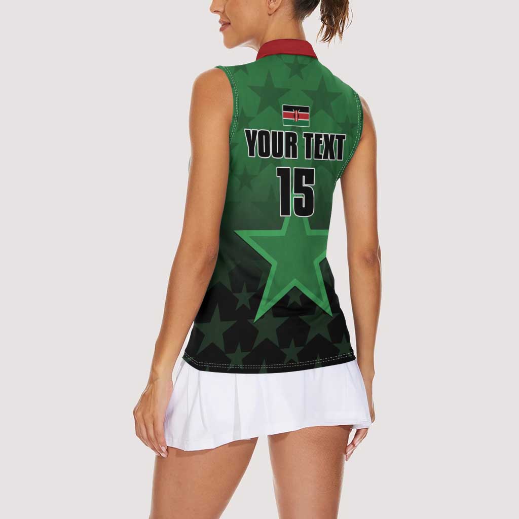 Custom Kenya Football Women Sleeveless Polo Shirt Go Harambee Stars - Green Jersey - Wonder Print Shop