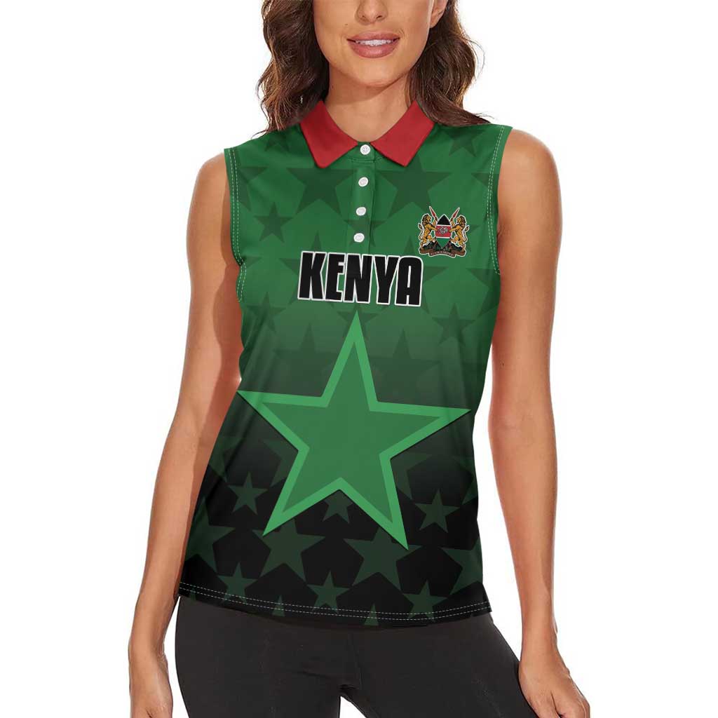Custom Kenya Football Women Sleeveless Polo Shirt Go Harambee Stars - Green Jersey - Wonder Print Shop