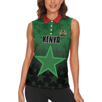 Custom Kenya Football Women Sleeveless Polo Shirt Go Harambee Stars - Green Jersey - Wonder Print Shop