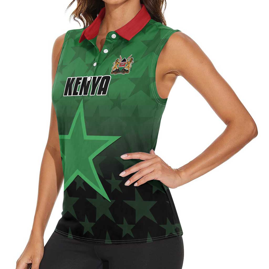 Custom Kenya Football Women Sleeveless Polo Shirt Go Harambee Stars - Green Jersey - Wonder Print Shop