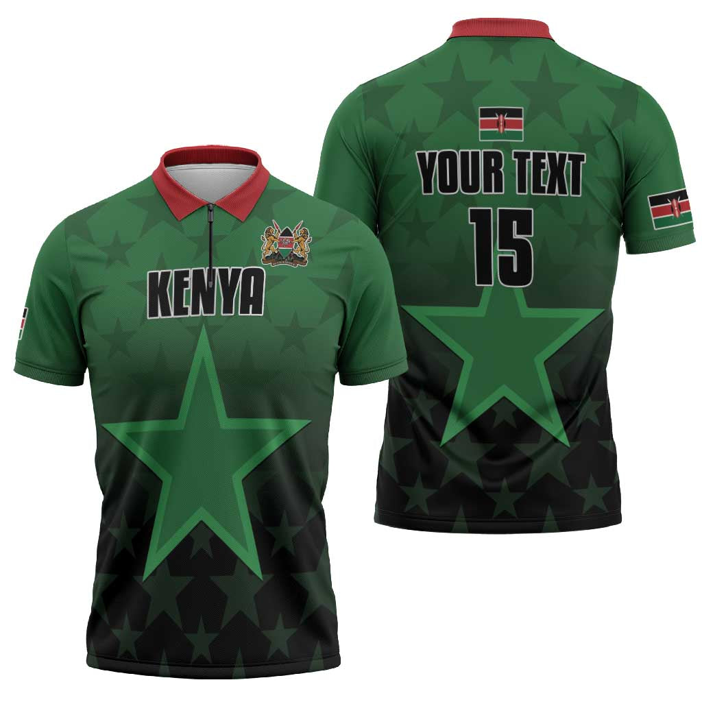 Custom Kenya Football Zipper Polo Shirt Go Harambee Stars - Green Jersey - Wonder Print Shop