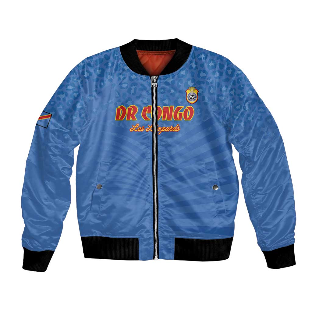 Custom DR Congo Football Bomber Jacket Come On Les Léopards - Wonder Print Shop