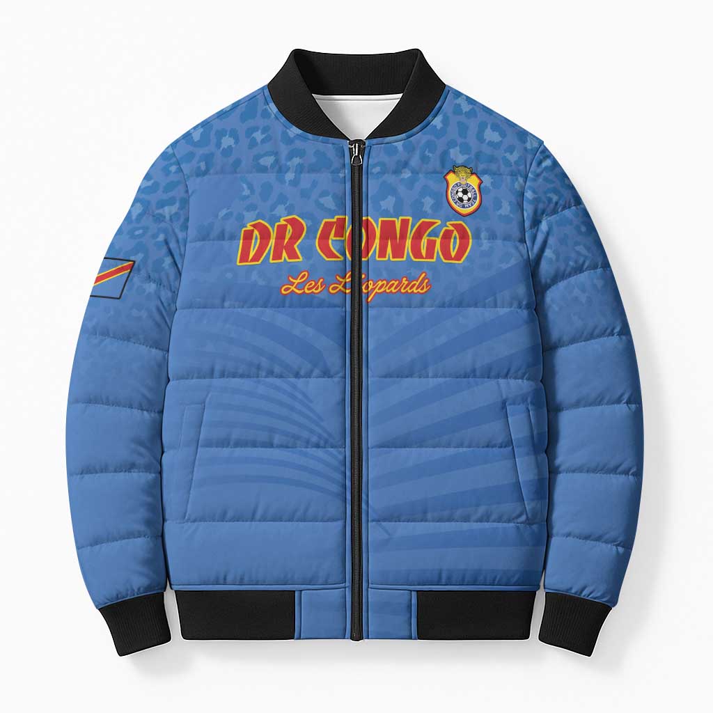 Custom DR Congo Football Bomber Puffer Jacket Come On Les Léopards - Wonder Print Shop