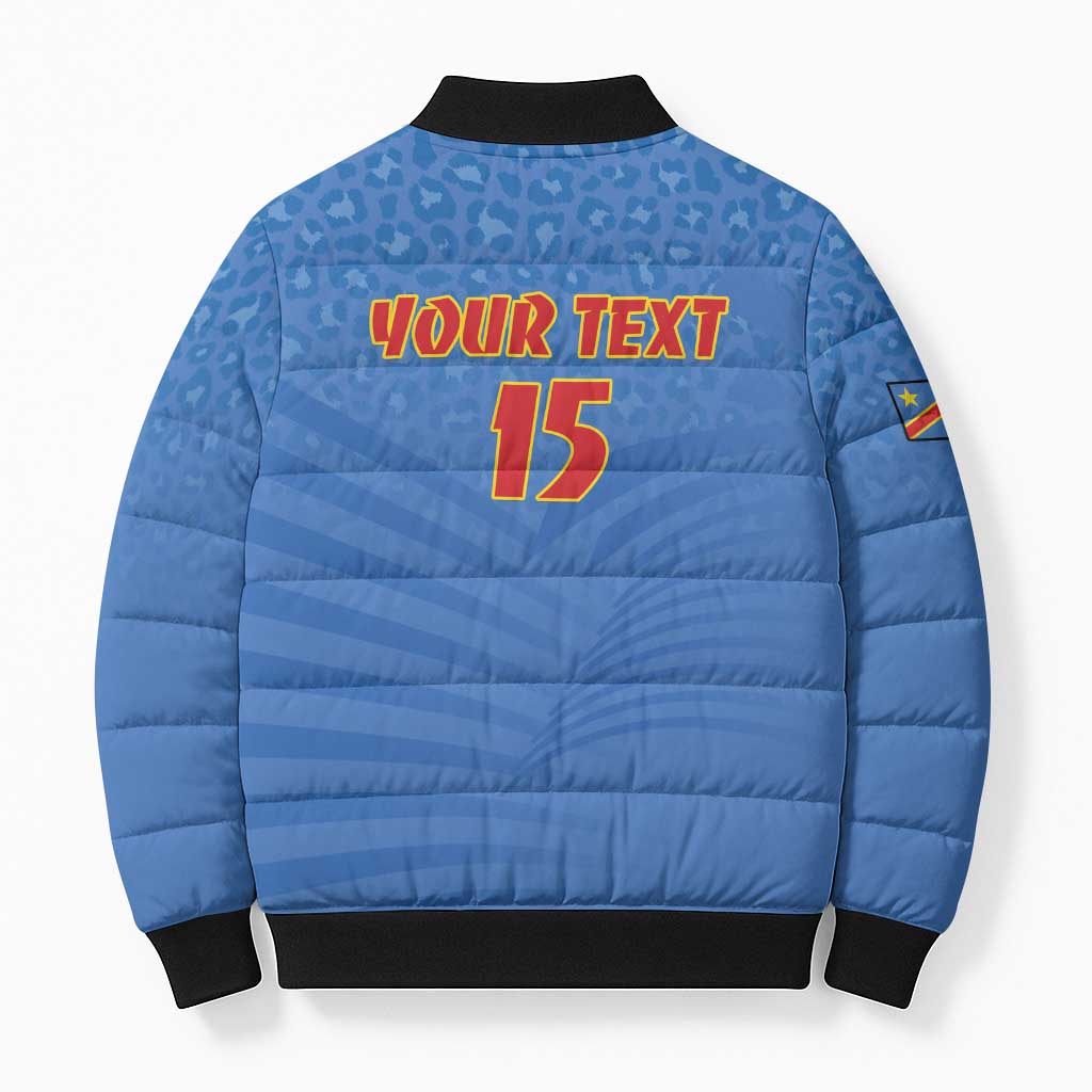 Custom DR Congo Football Bomber Puffer Jacket Come On Les Léopards - Wonder Print Shop