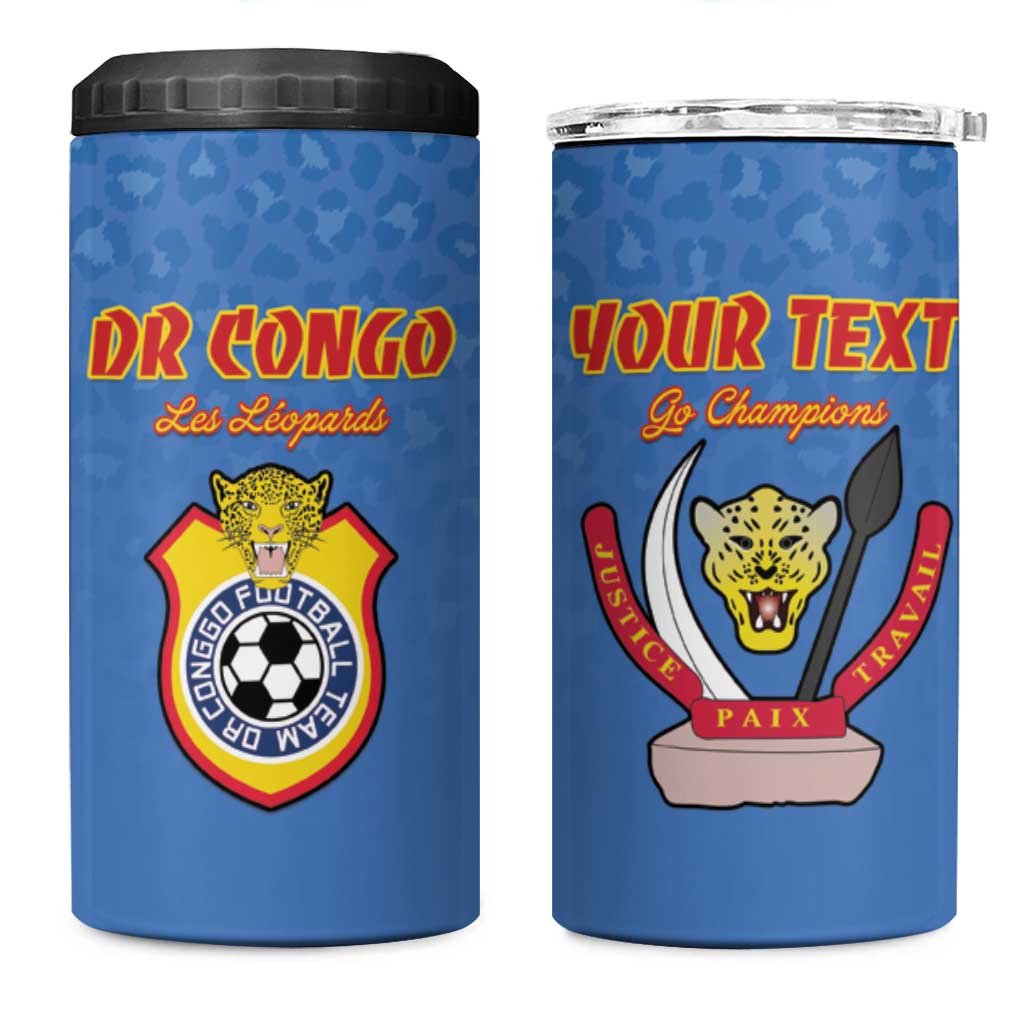 Custom DR Congo Football 4 in 1 Can Cooler Tumbler Come On Les Léopards - Wonder Print Shop