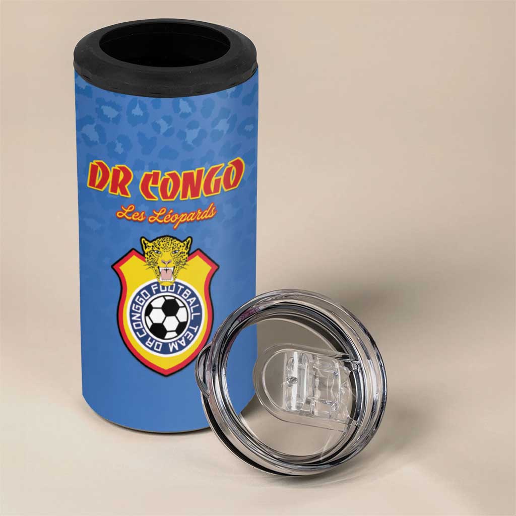 Custom DR Congo Football 4 in 1 Can Cooler Tumbler Come On Les Léopards - Wonder Print Shop
