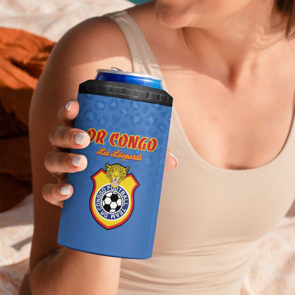 Custom DR Congo Football 4 in 1 Can Cooler Tumbler Come On Les Léopards - Wonder Print Shop