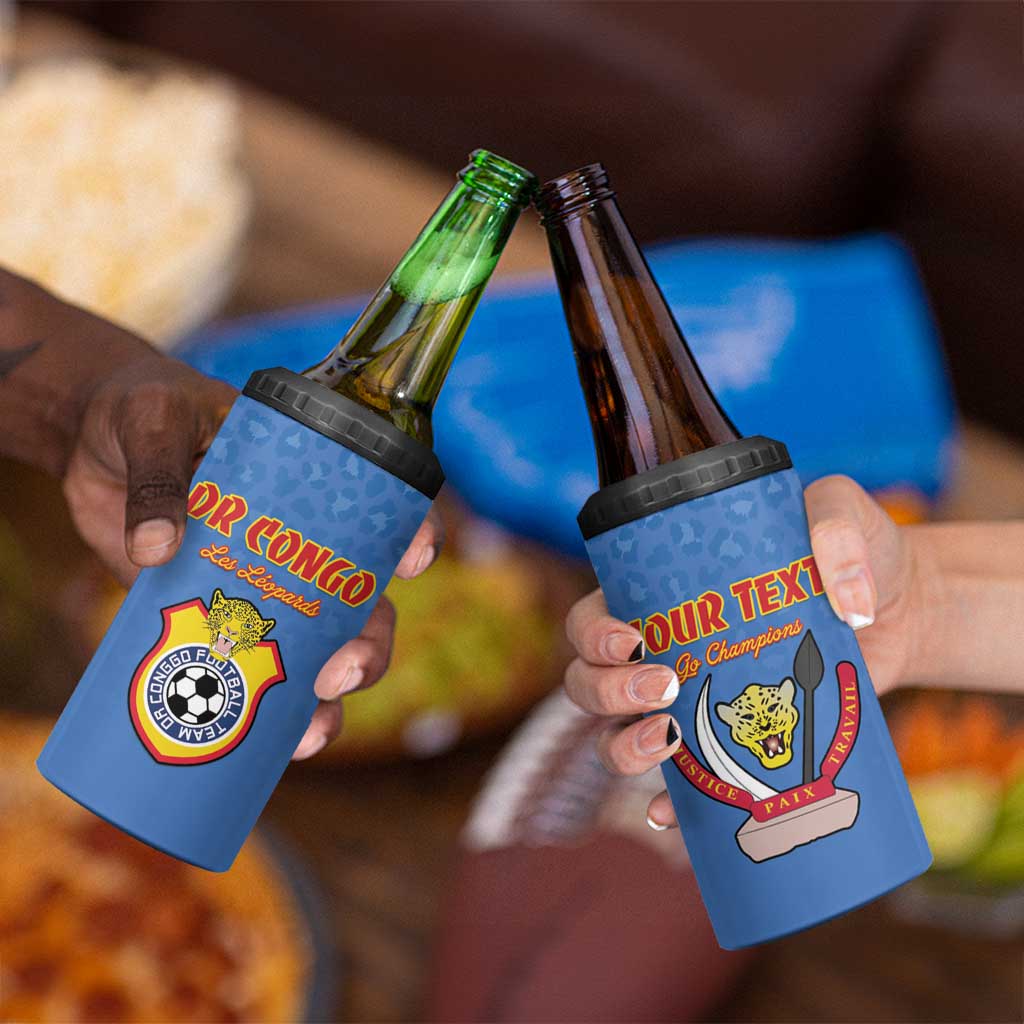 Custom DR Congo Football 4 in 1 Can Cooler Tumbler Come On Les Léopards - Wonder Print Shop