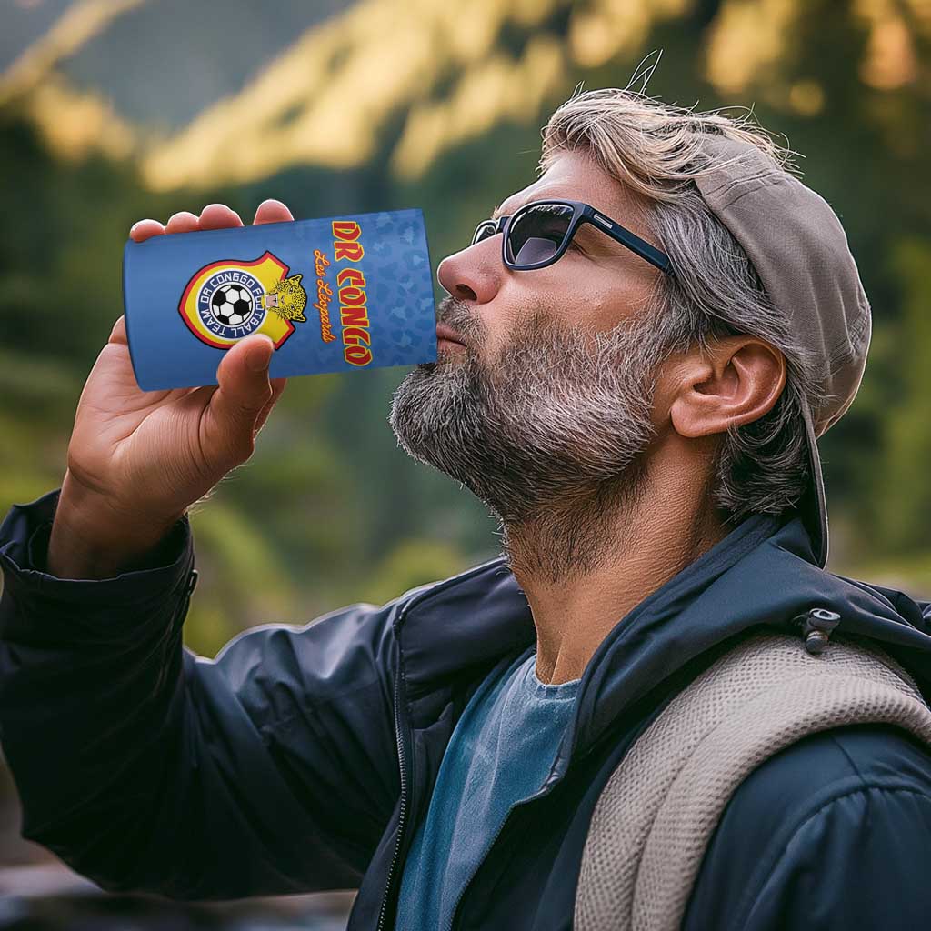 Custom DR Congo Football 4 in 1 Can Cooler Tumbler Come On Les Léopards - Wonder Print Shop