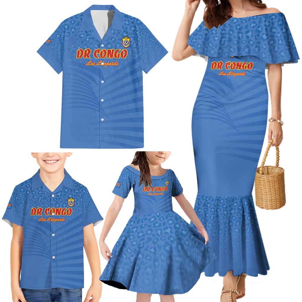 Custom DR Congo Football Family Matching Mermaid Dress and Hawaiian Shirt Come On Les Léopards - Wonder Print Shop
