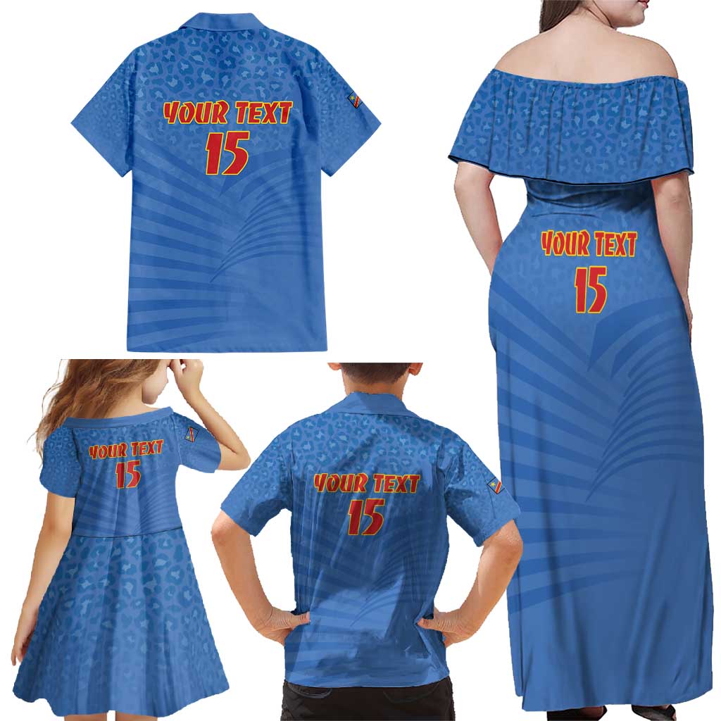 Custom DR Congo Football Family Matching Off Shoulder Maxi Dress and Hawaiian Shirt Come On Les Léopards - Wonder Print Shop