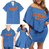 Custom DR Congo Football Family Matching Off Shoulder Short Dress and Hawaiian Shirt Come On Les Léopards - Wonder Print Shop