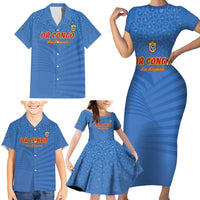 Custom DR Congo Football Family Matching Short Sleeve Bodycon Dress and Hawaiian Shirt Come On Les Léopards - Wonder Print Shop