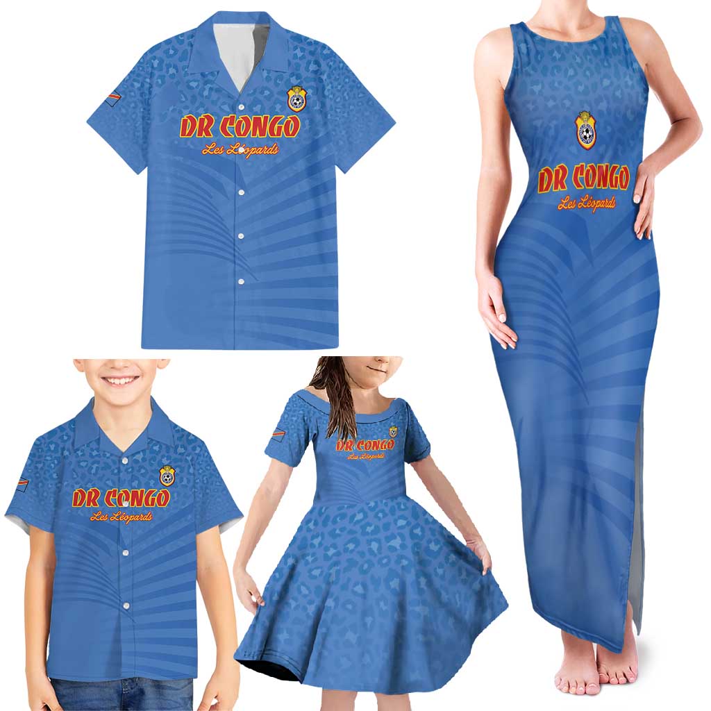 Custom DR Congo Football Family Matching Tank Maxi Dress and Hawaiian Shirt Come On Les Léopards - Wonder Print Shop