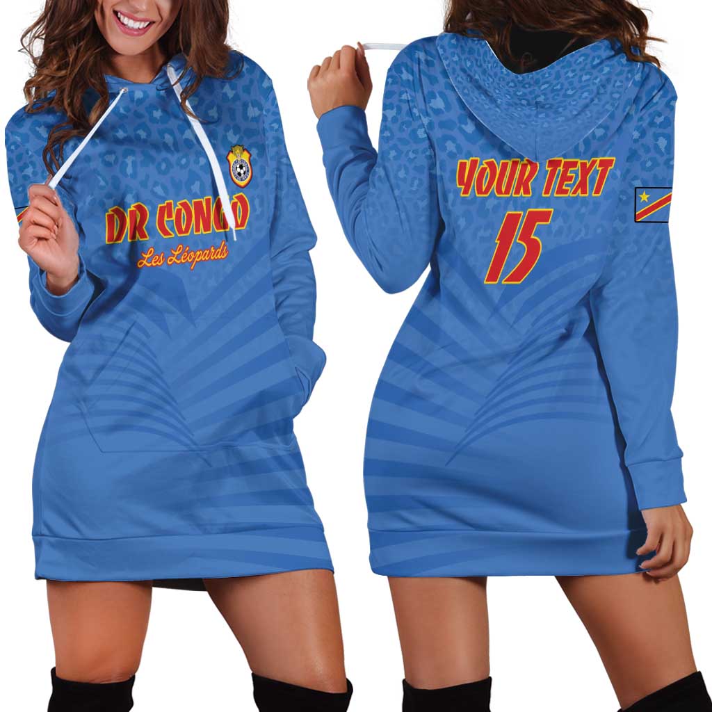 Custom DR Congo Football Hoodie Dress Come On Les Léopards - Wonder Print Shop