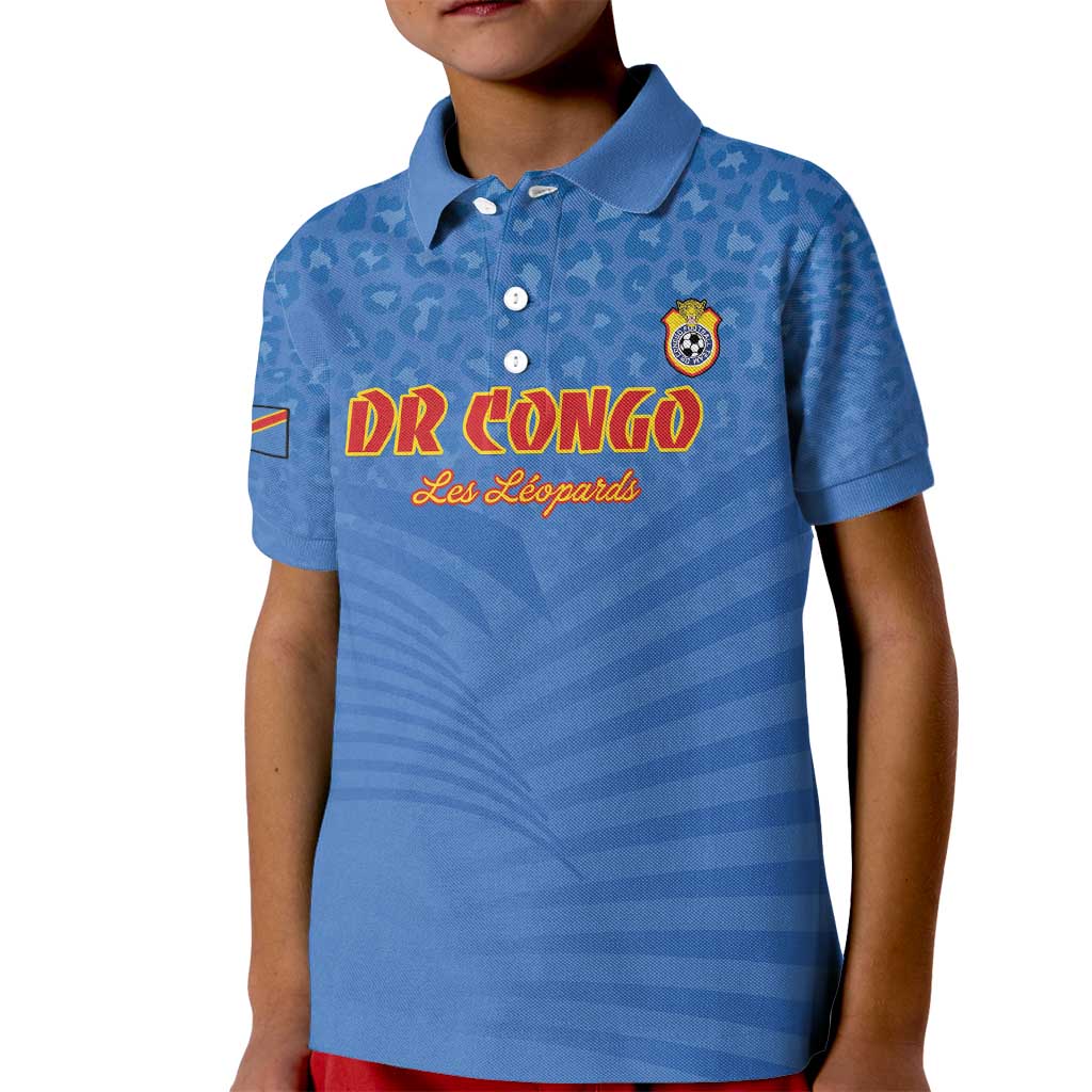 Custom DR Congo Football Kid Polo Shirt Come On Les Léopards - Wonder Print Shop