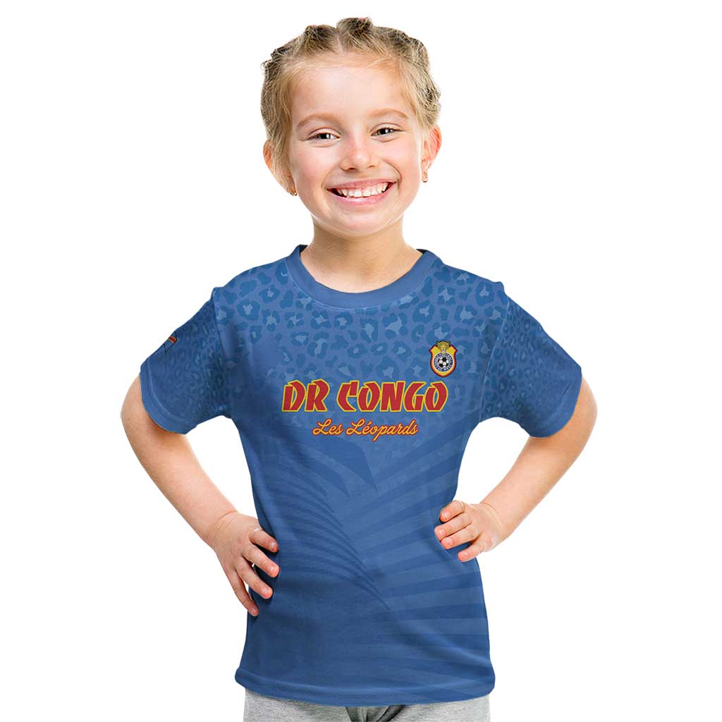 Custom DR Congo Football Kid T Shirt Come On Les Léopards - Wonder Print Shop
