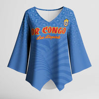 Custom DR Congo Football Kimono Sleeve Blouse Come On Les Léopards - Wonder Print Shop