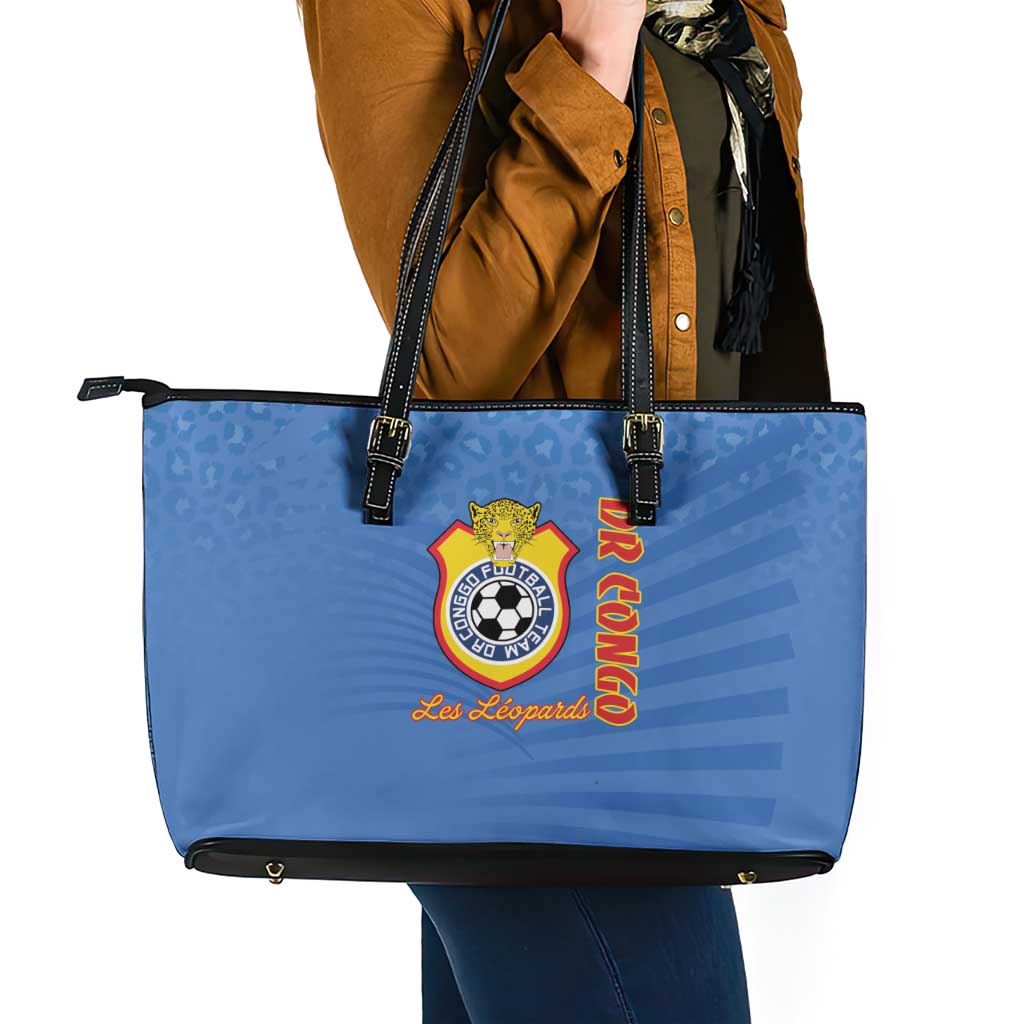 DR Congo Football Leather Tote Bag Come On Les Léopards - Wonder Print Shop