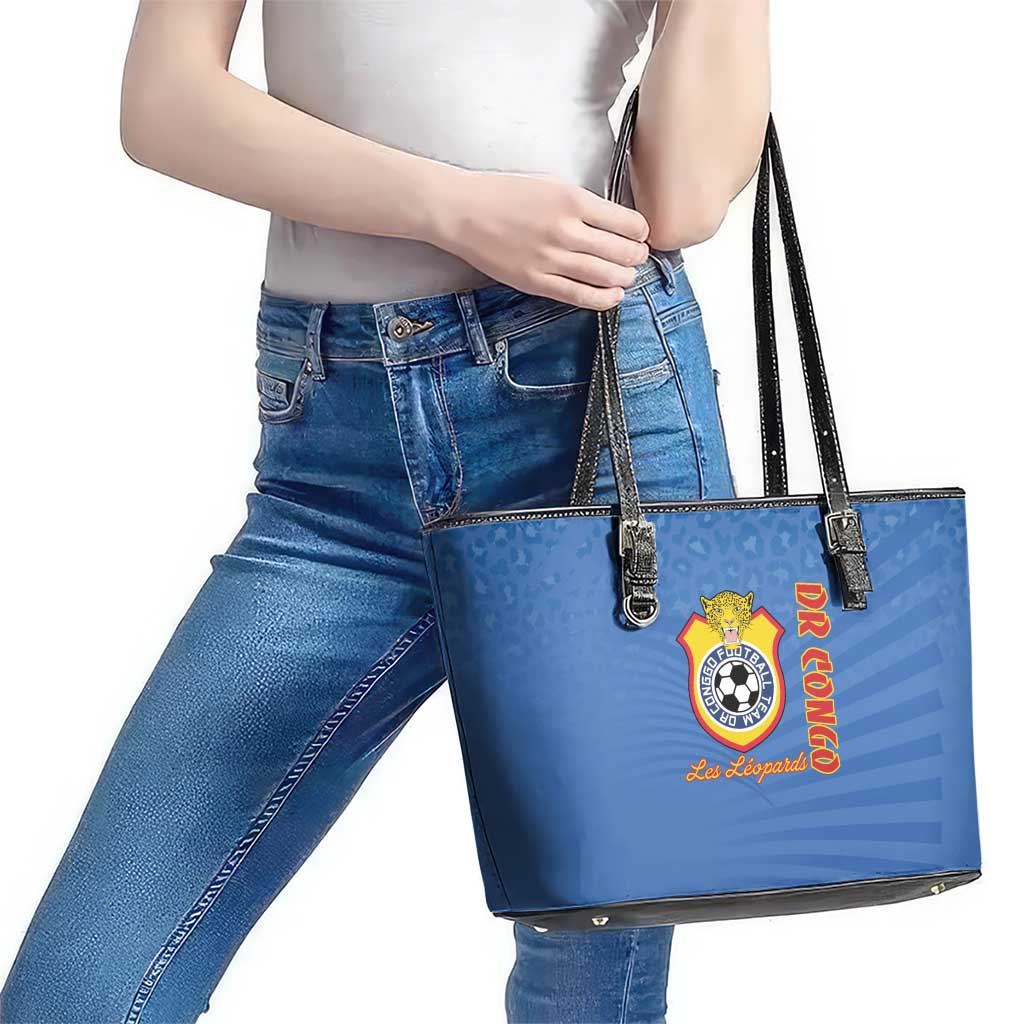 DR Congo Football Leather Tote Bag Come On Les Léopards - Wonder Print Shop
