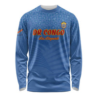 Custom DR Congo Football Long Sleeve Shirt Come On Les Léopards - Wonder Print Shop